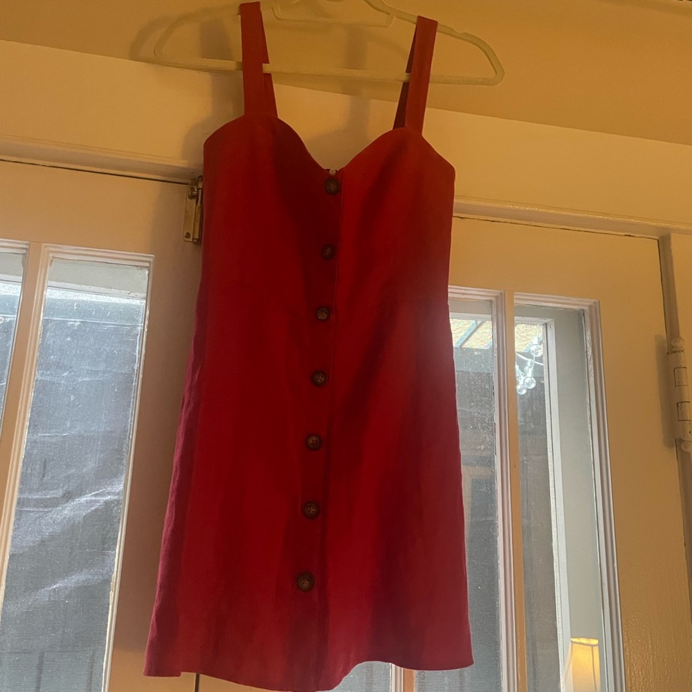 Short Red Reformation Button-Down Dress